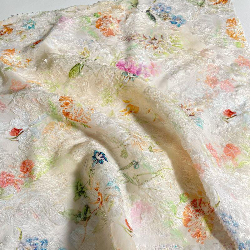 Digital Printing Chiffon Fabric Floral Watercolor for DIY Sewing Cheongsam Retro Dress Material Jacquard Design for Women 2025