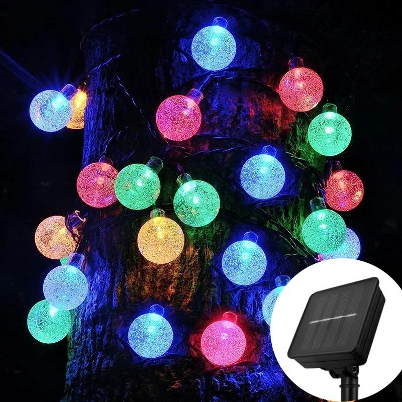 Outdoor Solar Bubble Ball Light String LED Waterproof Lamp Camping Courtyard Christmas Party Holiday Decor Atmosphere Light