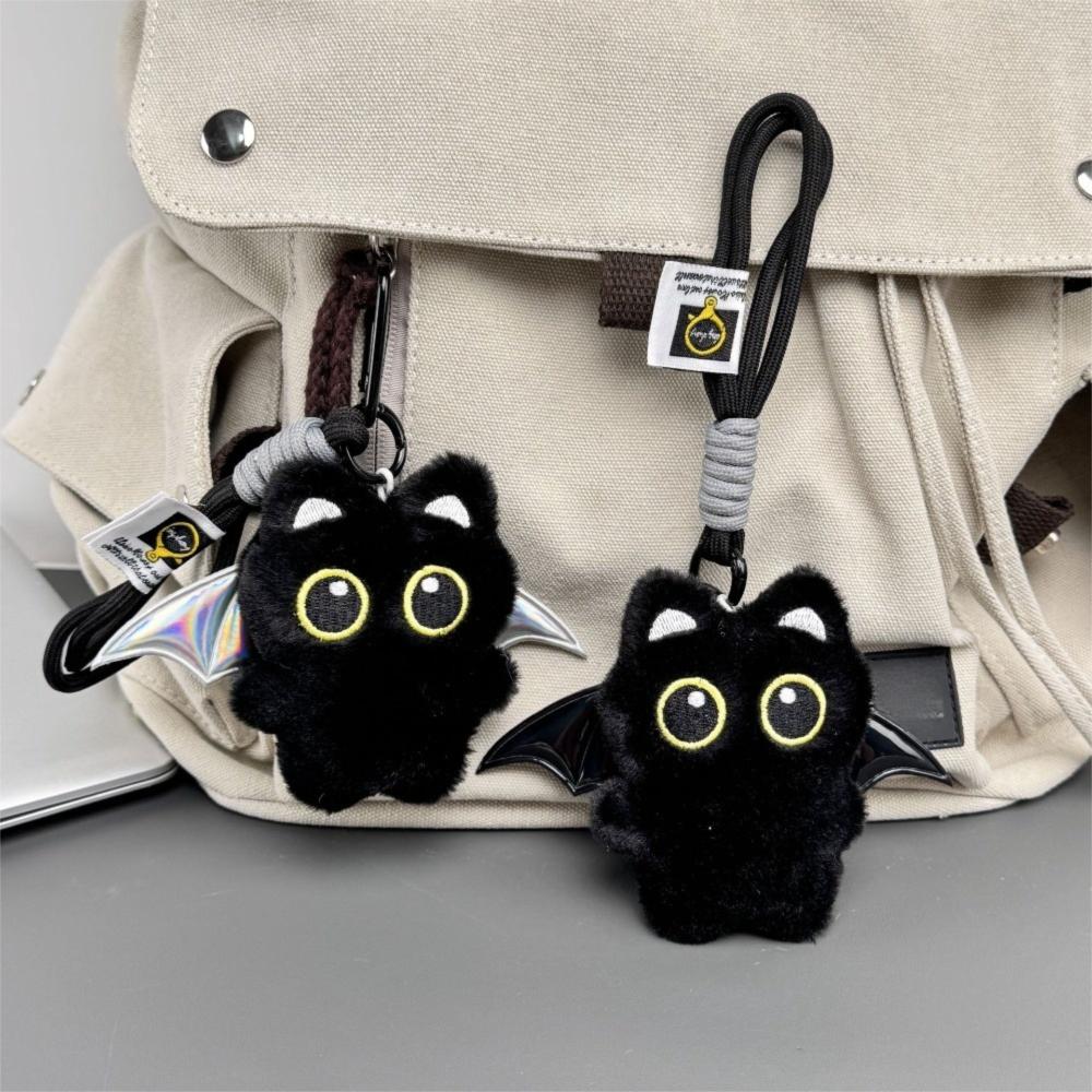 Cute Fish Black Cat Plush Doll Keychain Bib Strawberry Doll Bag Pendant Wings Car Key Ring Gifts