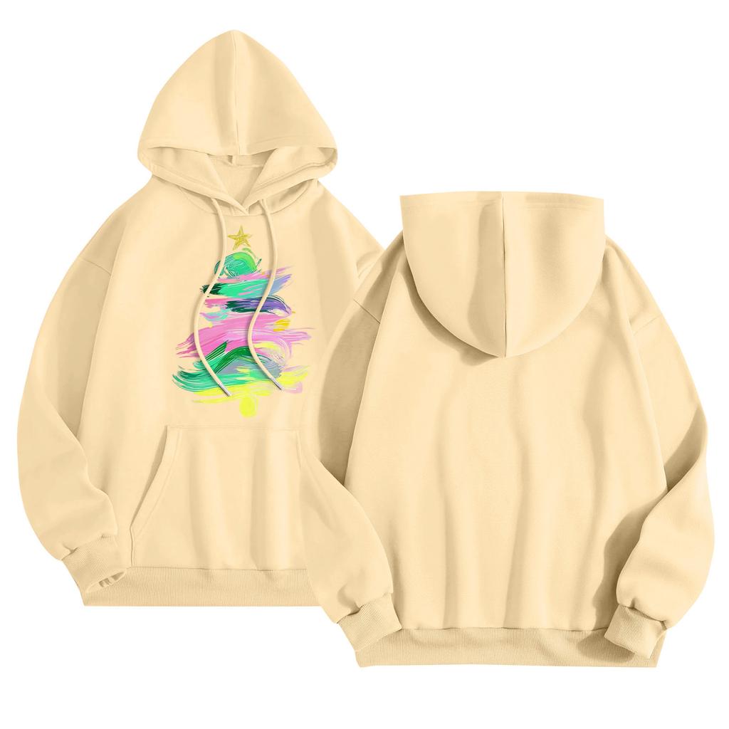 Women's Round Neck Long Sleeve Casual Printed Top Hooded Sweatshirt