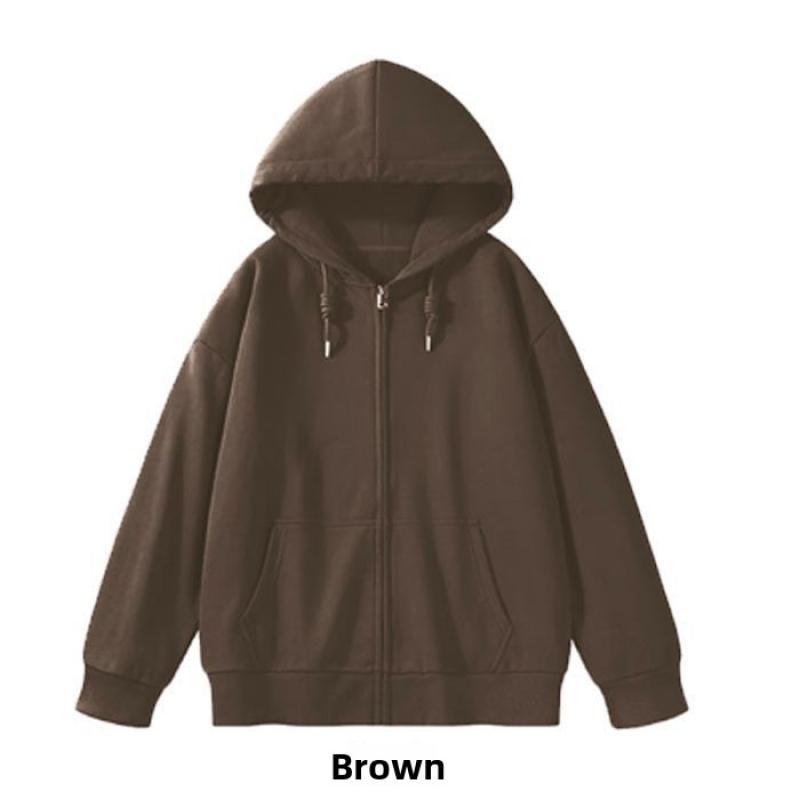 CVC cotton wool composite milk silk 320g back-necked plain zipper hoodie for women