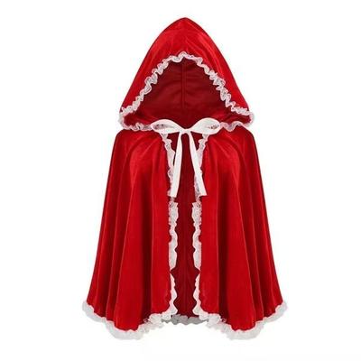 European and American Animation Peripheral Costumes Cosplay Costumes Little Red Riding Hood Hooded Cape Red Cape Lace Edge