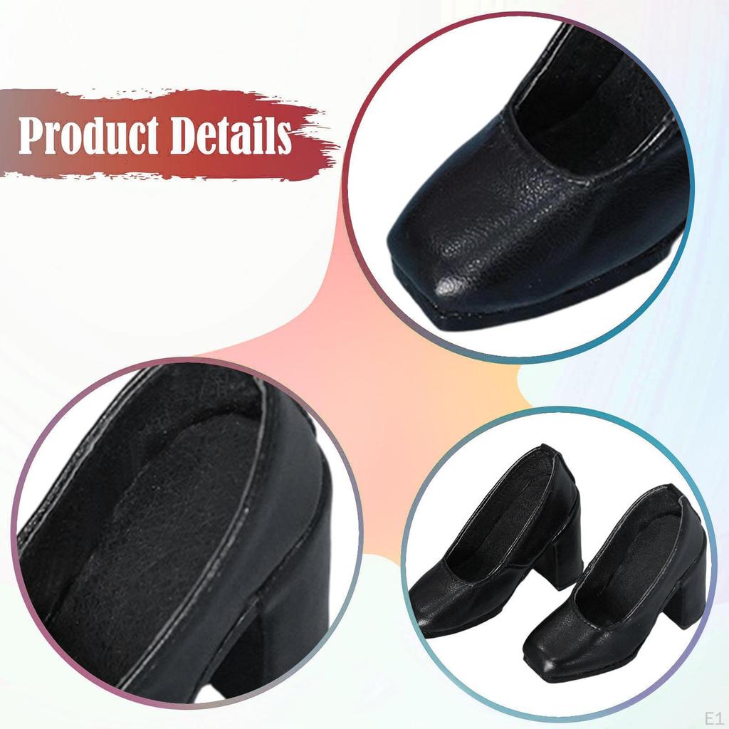 1/3 Scale BJD Doll Shoes Mini High Heeled Dress up Accessories PU Leather Black 24 inch