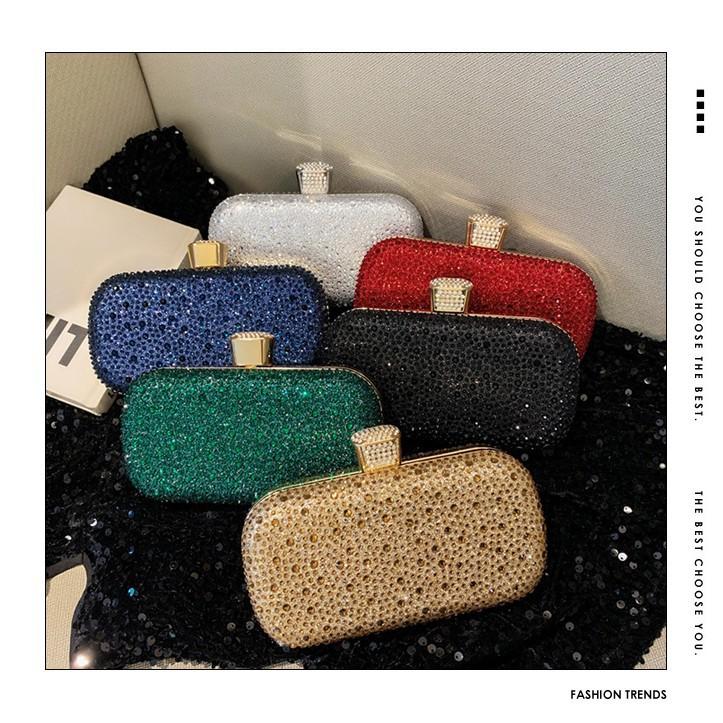 Fashion Ladies Shiny Luxury Rhinestone Decorative Clutch Bag Evening Bag Elegant Temperament Dinner Bag