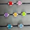 New 925 Sterling Silver Ring Women's 4 Carat Ice Flower Cut Chamfered Rectangular Fireworks Cut High Carbon Diamond Colored Treasure