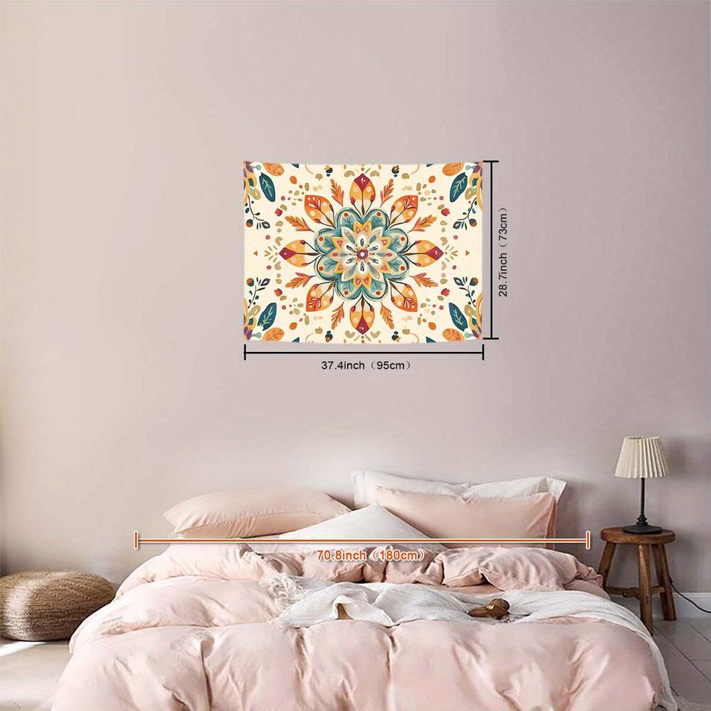 1 Stück Böhmischer Mandala Wandteppich, Polyester, Dünne Pfirsichhaut, Gestrickte Wandbehängung, Dekorative Raumdeko, Wohnzimmerdeko
