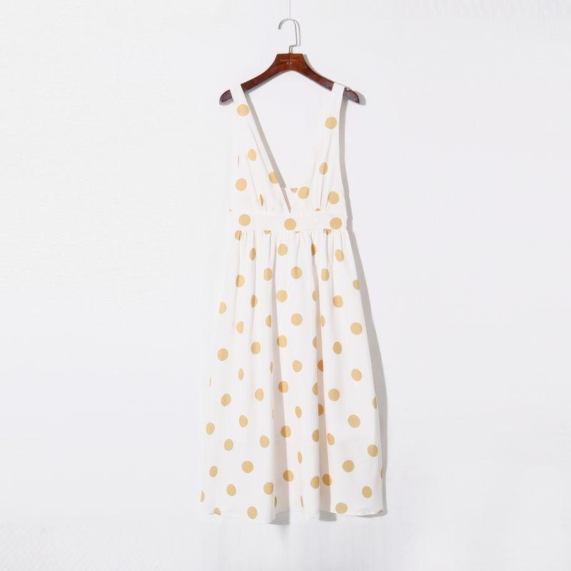 

Летнее женское платье 2024 года в K-стиле, свежее, контрастного цвета, в горошек, сексуальное, с глубоким V-образным вырезом, открытой спиной, завышенной талией, приталенное, молодежное платье на бретелях Circular Print S