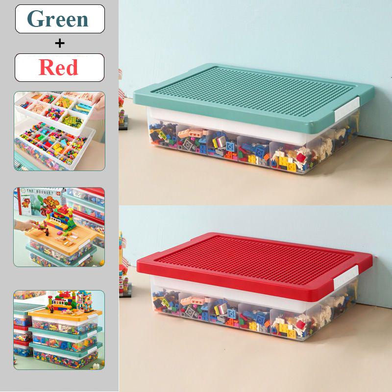 Stapelbare Kinderbausteine Aufbewahrungsbox Transparenter Spielzeug-Organizer für Kinder Lego-kompatibel Große Kapazität Kunststoffbehälter