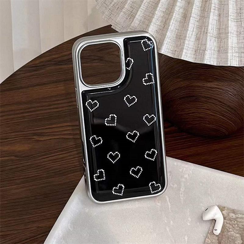 Carcasă acrilică de înaltă calitate, cu ramă electrolizată și design simplu, tip „love” pentru iPhone 16 Pro Max 15 14 Plus 13 12 Pro 11, cu protecție împotriva căderii