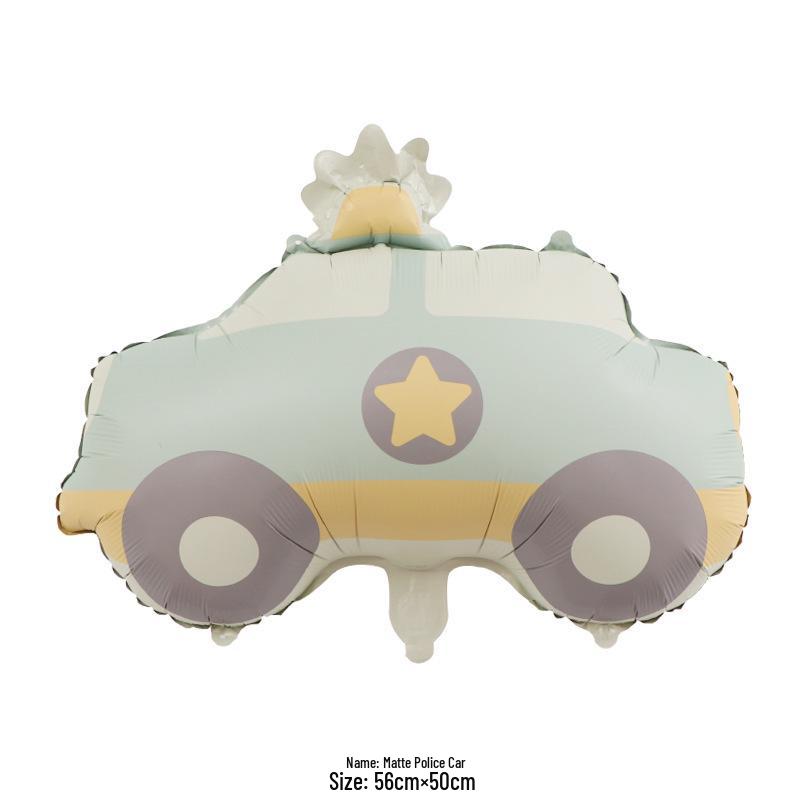 Little Bear & Police Car Matte Balloon Set - Rainbow Birthday Decorations