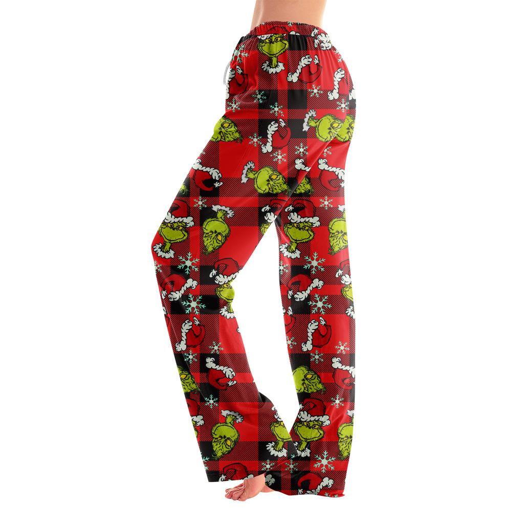 Women's Christmas Pajama Pants Loose Fit Casual Printed Patchwork Bottoms