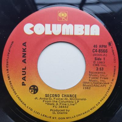 7-Zoll Schallplatte PAUL ANKA - Second Chance / Golden Boy C48566 Columbia 1983 Kanada Pop Gebraucht