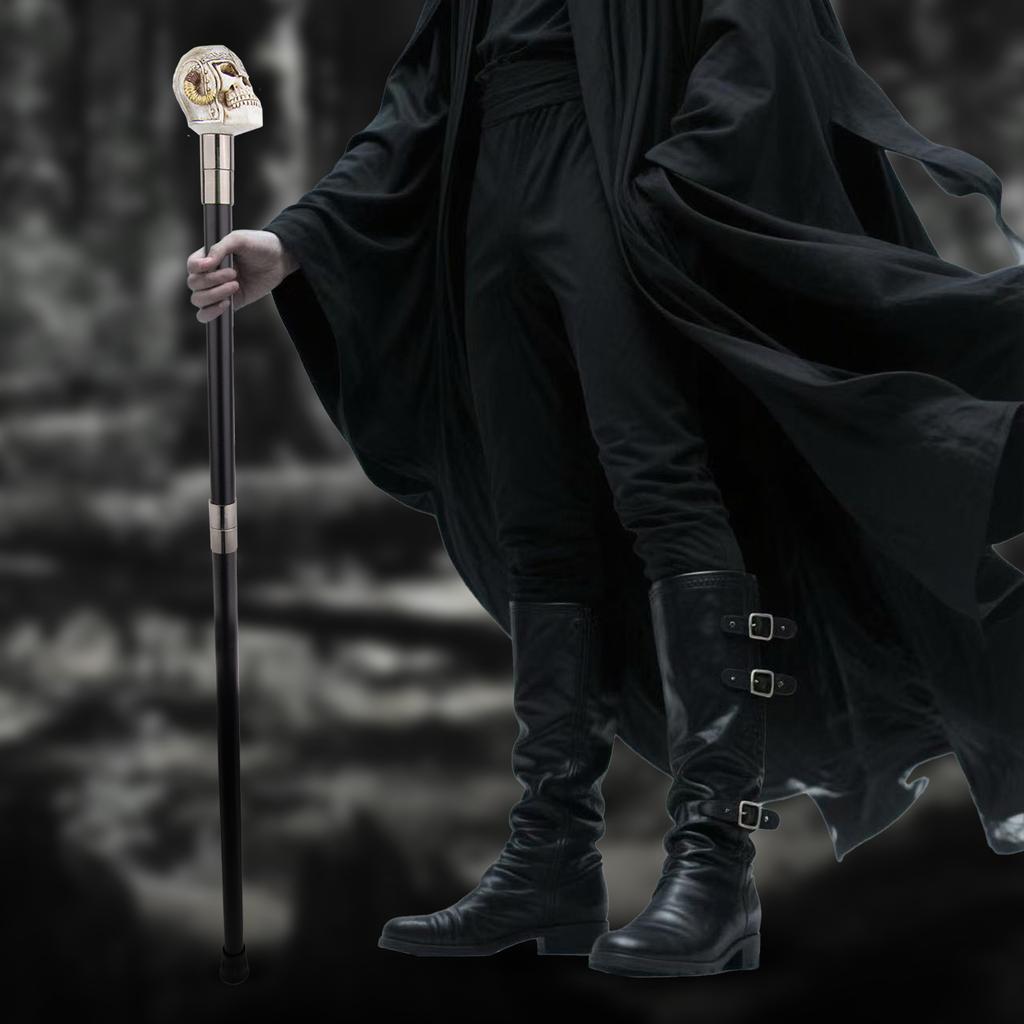White Resin Skull  Ram's Horn Helmet Head Walking Cane Fashion Decorative Steel Stick Gentleman Performance Stage Cane 93cm