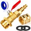 Dual Purpose Winterize Adapter with Quick Plug&3/4" GHT Thread, Brass Made Winterizing Quick Fitting with Ball Valve, Easy Blow Out Water To