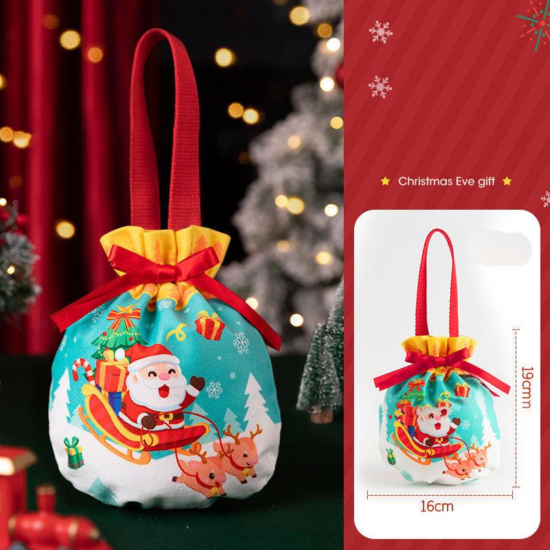 1 Stück Kinder-Themen-Weihnachtsgeschenkbox mit Canvas-Tragetasche Umweltfreundliche Verpackung Dekoration für Weihnachtsgeschenke