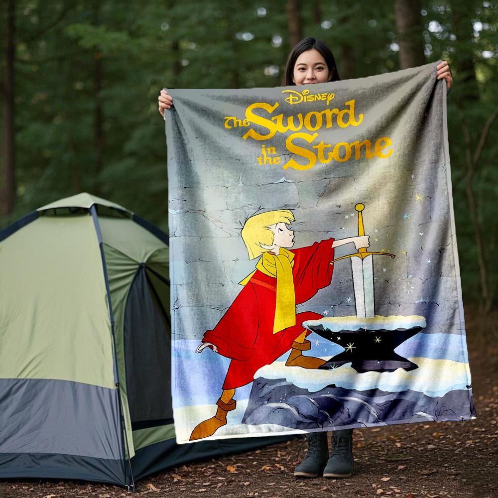 1pc, The Sword In The Stone Blanket Cute Home Decor Gift, Soft Throw Blanket, Living Room, Travel, Camping 80x120cm