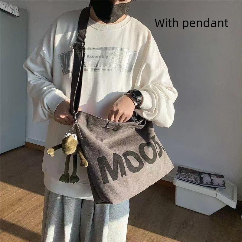 1Pc Top Canvas Bag Youth Men Shoulder Bags Large Capacity Hand Bags Letter Printed Crossbody Bag For Women Students School Bags