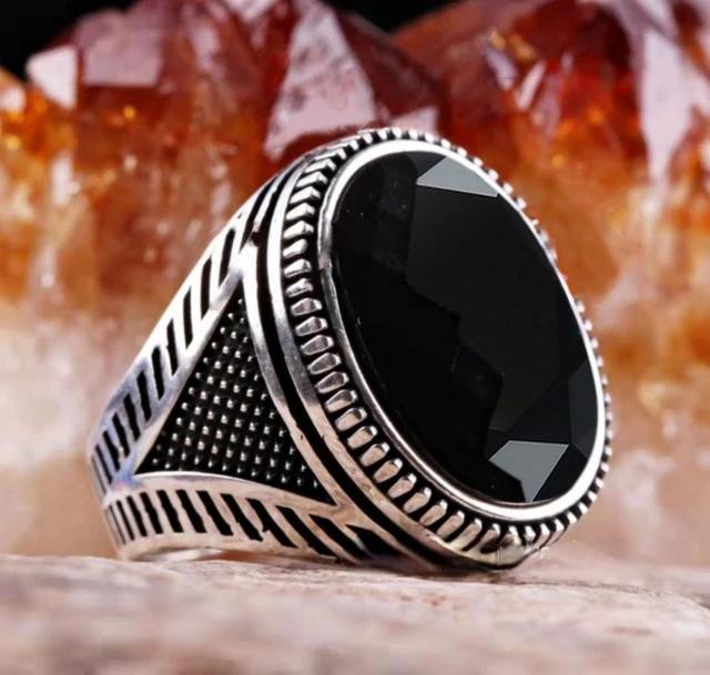 Bague de luxe incrustée d'émeraude pour hommes, bague en saphir de personnalité rétro dominatrice pour assister au Banquet, fête, bijoux d'affaires