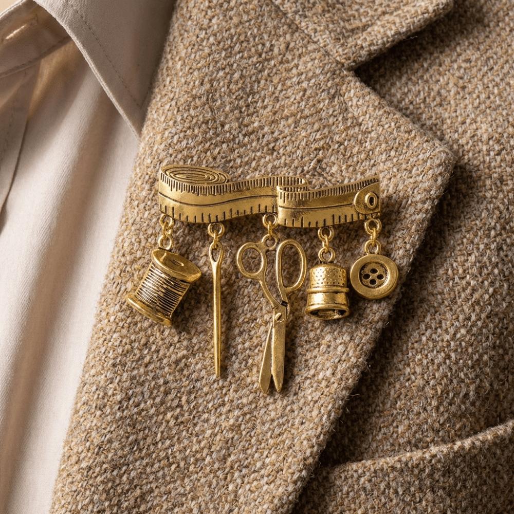 DIY Tailor Tools Brooch Vintage Metal Corsage Ornament Unique Sewing Supplies Brooch  Daily Wear