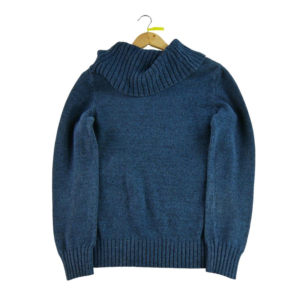 Women's navy turtleneck sweater