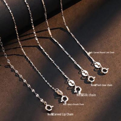 Collar de Plata de Ley S925 Estilo Coreano: Cadena de Eslabones Redondos Labrados con Textura de Seda, Diseño Gingham, Acentos de Cielo Estrellado, Cadena Llana para Clavícula