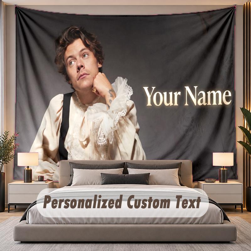 Custom Name Text Tapestry Harry Styles Personalized Polyester Wall Tapestry For Bedroom And Room