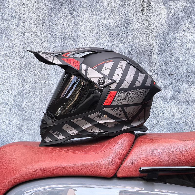 LVS Adult motocross helmet full face cross helmet with 800 off road helmets dot authentication dual lens matching