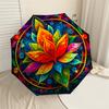 1PC Lotus Mandala Umbrella-8-Rib Reinforced, Automatic Open, Lightweight & Durable, Cute Fashion Accessory for Outdoor, Beach, or Casual Use, Beach Um