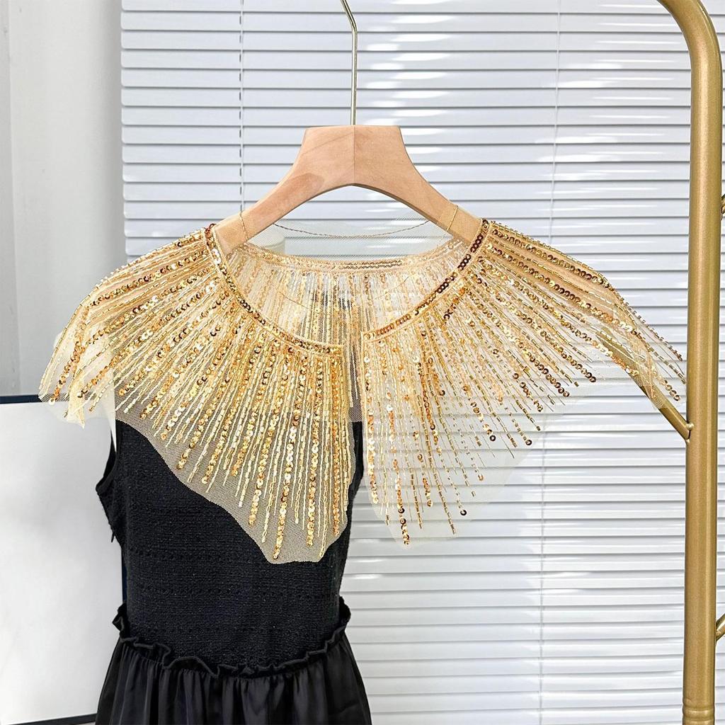 Eye-Catching Sequins Collar Applique for Clothes Dress Sewing Patches DIY Lapel Wedding Dress Decors Accessories