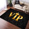 Luxurious 3D VIP Rug - Anti-Slip Polyester, Black & Gold VIP Crown, Ideal for Patio, Living Room, Bedroom