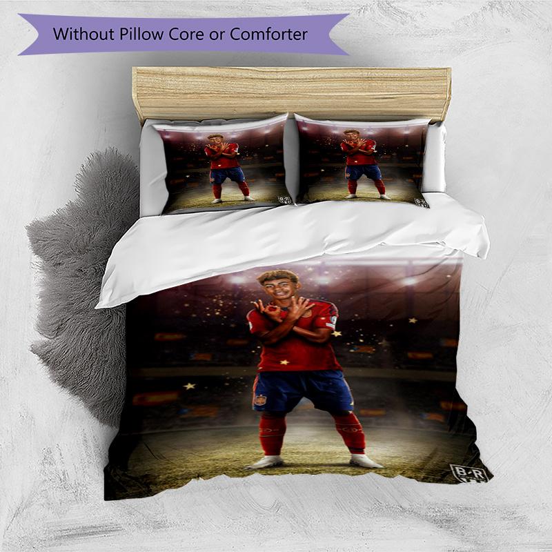 Lamine Yamal Barcelona Jubiläums Bettwäsche Set, Weiche Bettwäsche für Schlafzimmer Heimdekoration, Perfektes Geschenk für Fußballfans, Atmungsaktiver Bettbezug mit P
