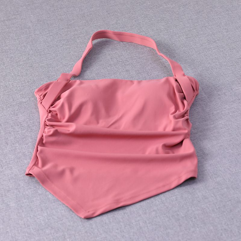 

One-Piece Chest Pad Halterneck Yoga Vest Women s Summer with Chest Pad Beauty Back Exercise Running Base Sexy Workout Top Yuedong Powder S