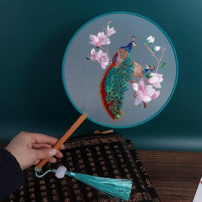 Handfächer im chinesischen Stil, Seidenfächer im chinesischen Stil, antiker Stickerei-Fächer, Heimdekoration