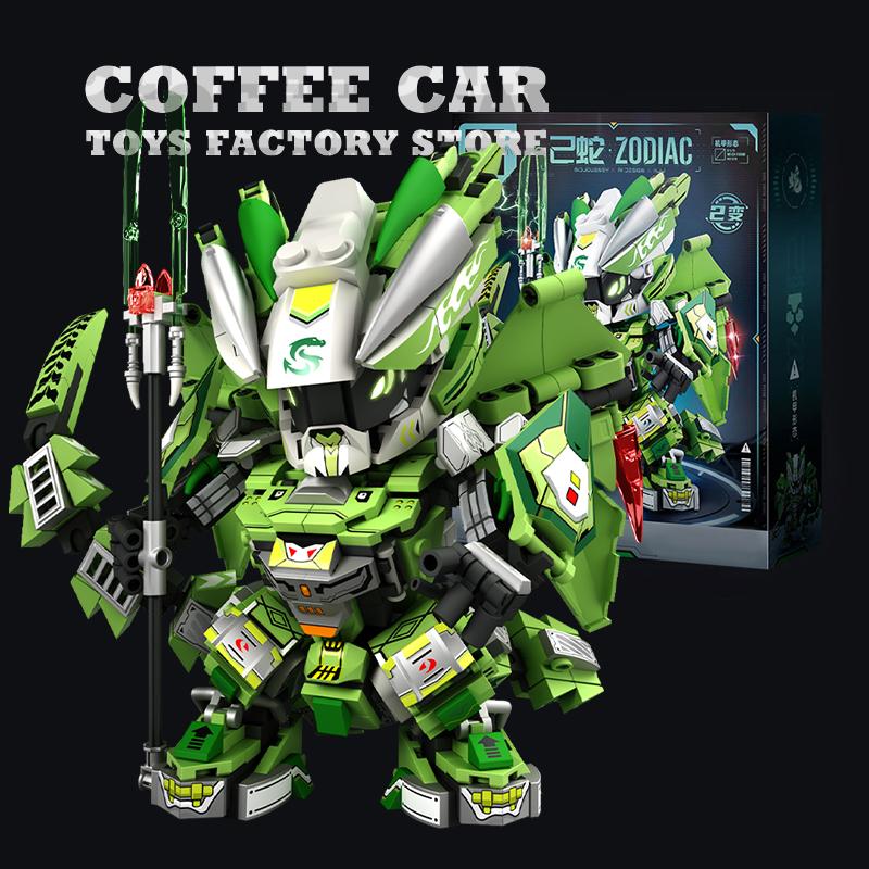 Transformable Dragon Robot Building Kit 2 in 1 Mecha Snake Warrior MOC Bricks 3D Model Action Figure Blocks Toys Adult Kids Gift