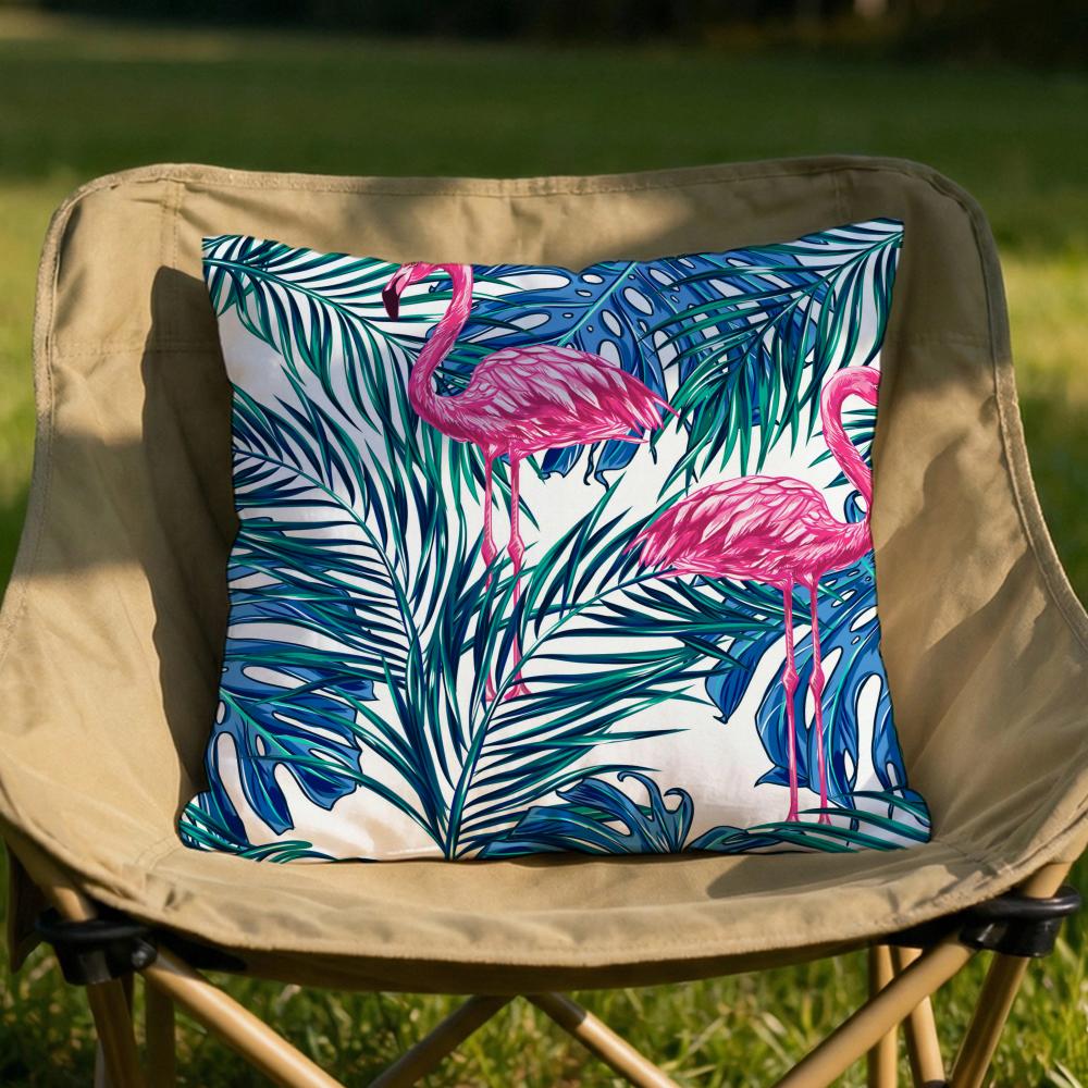 Tropical forest flamingos Cushion Cover Soft Reversible  Durable Pillow Cover  MultiScene Use for Home  Car Daily Comfort