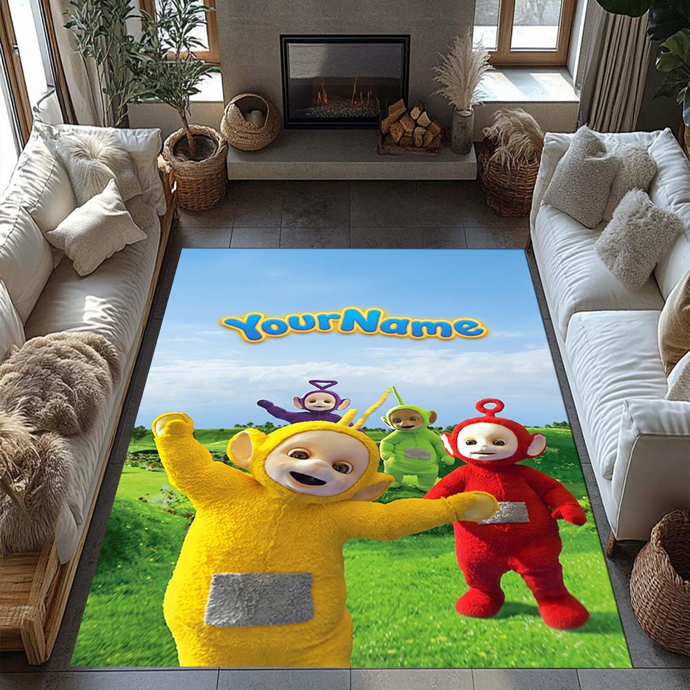 Teletubbies Customizable Name Area Rug Suitable for Bedrooms Playrooms Entryway Foyer Antislip Carpet Decorate Offices