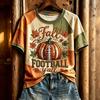 Women's Rugby Print T-Shirt with Short Sleeve and Neck for Casual Daily Wear
