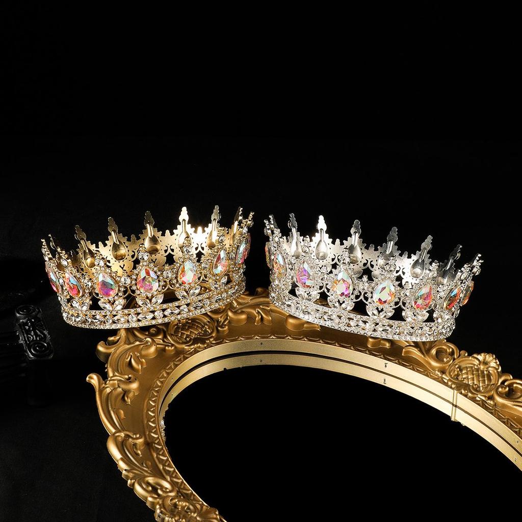 European-American Queen Crystal Alloy Round Crown Wedding Headdress