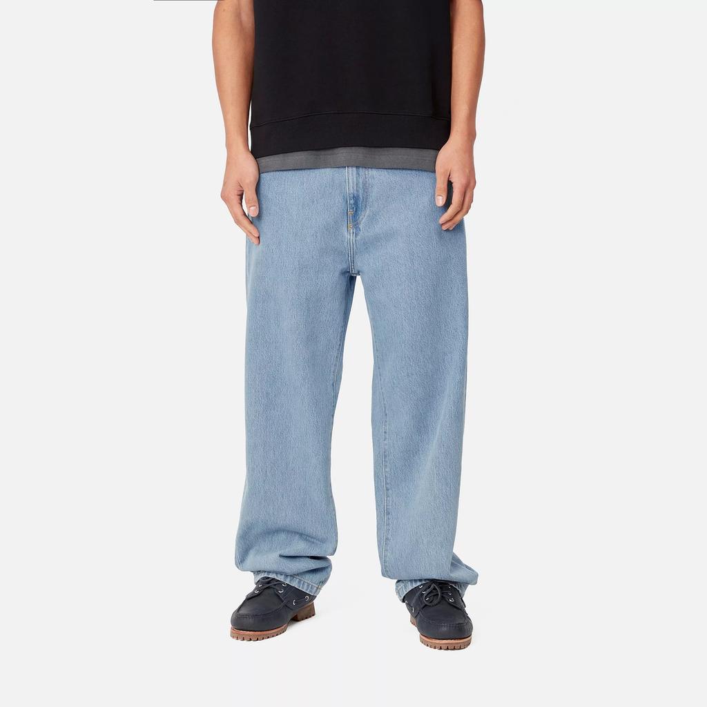 Carhartt WIP Carrot Pants With Tapered Cut Square Label Zipper Fly Straight Leg Jeans Men Pants Light-Blue I034237-01-12