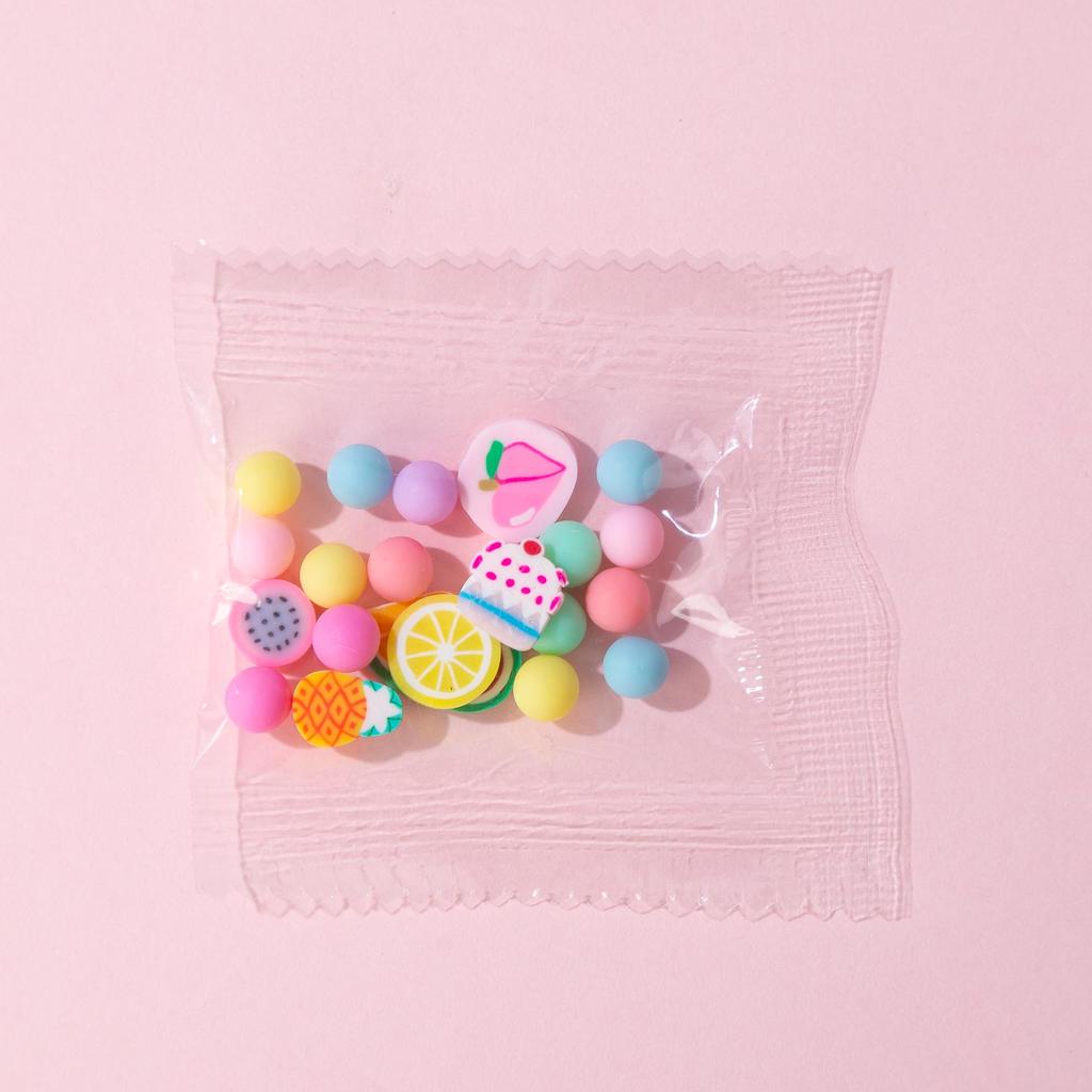 Polymer Clay Macaron Beads and Pearl Sugar Granules for DIY Slime, Epoxy, and Crafts
