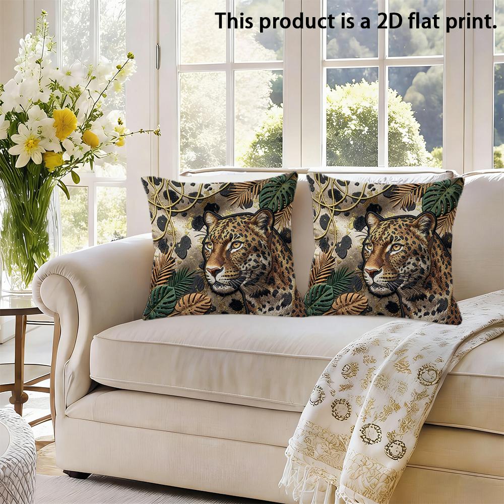 2 Stück Leoparden-Tropen-Dschungel-Print Kissenbezüge 2er-Pack Dekorative quadratische Kissenhüllen für Sofa Schlafzimmer Wohnzimmer