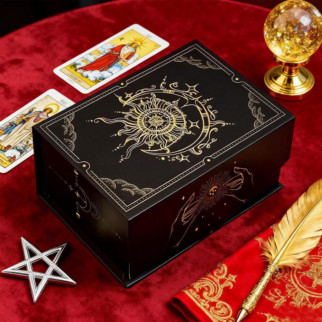Magnetischer Deckel Tarotkartenbox, Tragbarer leichter Aufbewahrungs-Organizer für Orakel-/Spielkarten, Schmuck-Andenken, Heim-Dekoration