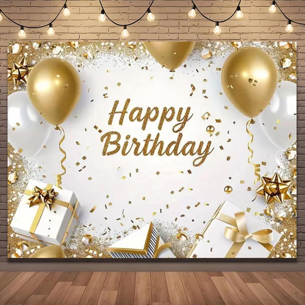 Gold Glitter Blue Birthday Party Background Balloon Star Stand Banner Poster Background  Theme Party Decoration Supplies Gi