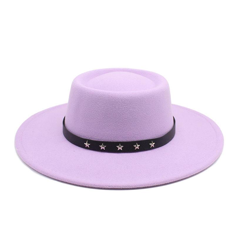 2022 Woolen Hat Women Spring And Autumn French Top Hat White Flat Edge Wide Brim British Men