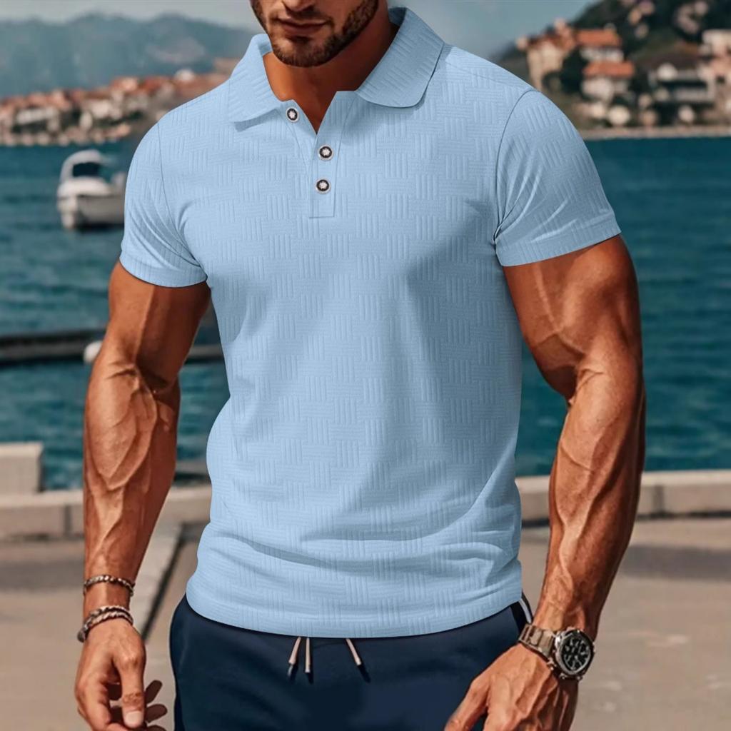 Herren Freizeit Farbe Atmungsaktives Freizeithemd, Herren Revers Schlank Kurzarm Oberteil