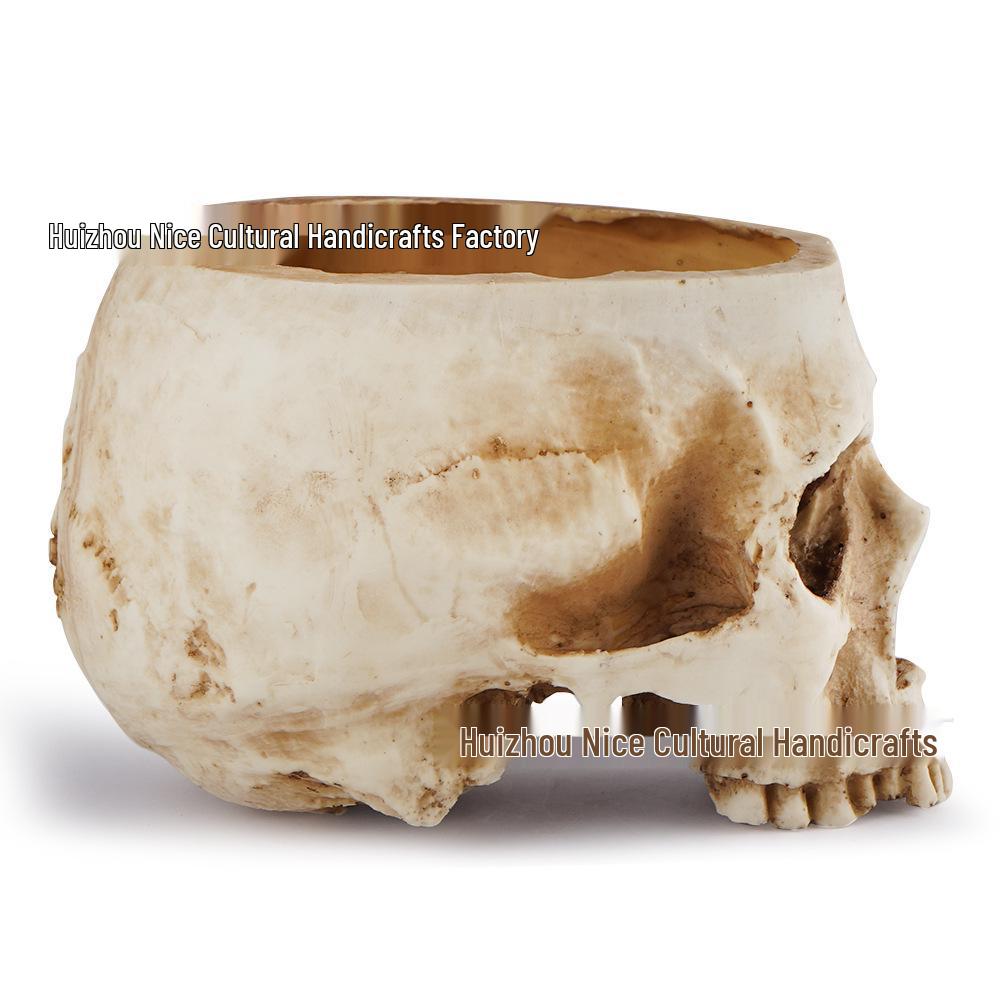 Halloween Resin Skull Bleeding Candle Ornament - Spooky Table Decor