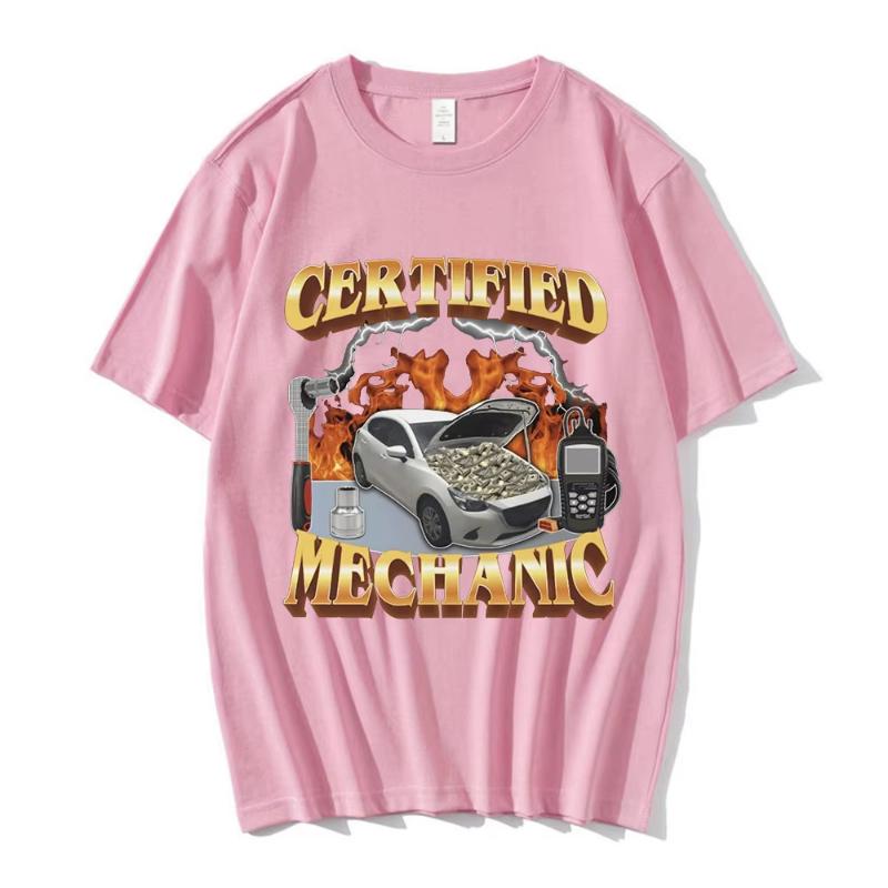 Fashion Certified Mechanic Meme Graphic T-Shirt Men Women's Hip Hop T-shirts 100% Cotton Casual Short Sleeve Oversized T Shirts