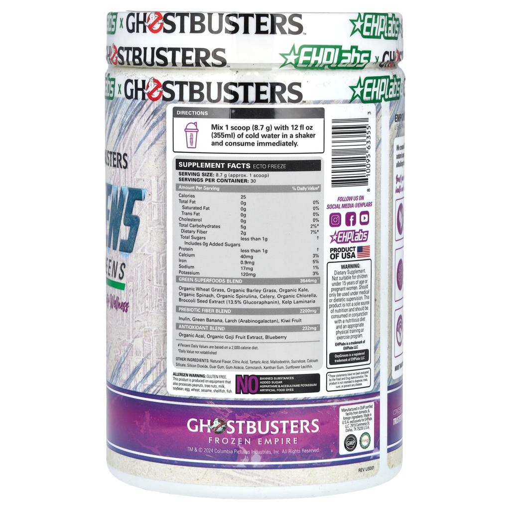 EHPlabs, Ghostbuster, Oxygreen, Daily Super Green, Ecto Freeze, 261g (9.21oz)