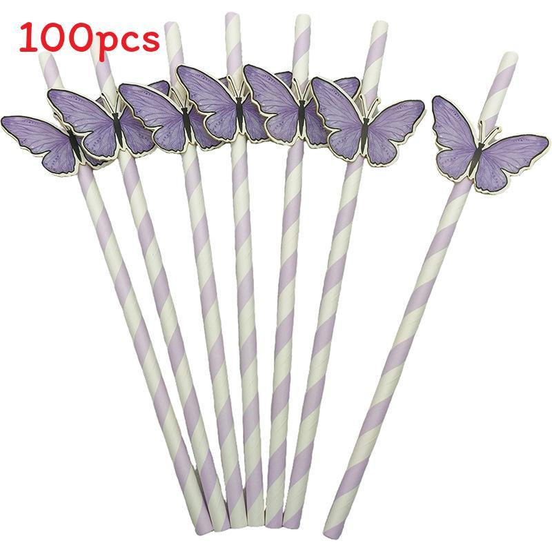 Butterfly Card Disposable Ecofriendly Paper Drinking Straw For Party Decor And Cocktails