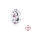 New Sterling Silver Rose Girl Boy Pink Sparkle Spacer Clip bead For Original  Bracelet Charm Jewelry For Women